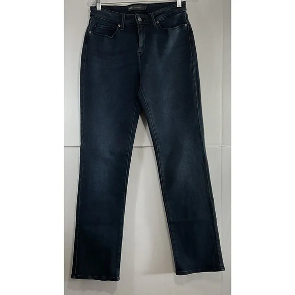 Levi Straight Mid Rise Stretch Blue Jeans Dark Wash Womens Size 8 - Picture 1 of 11
